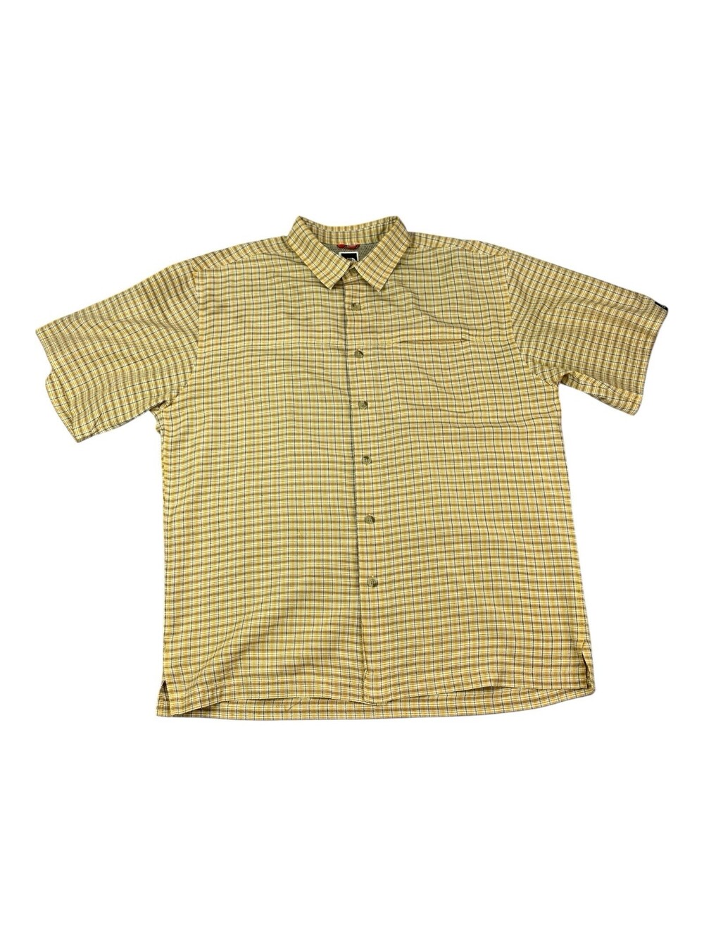 The North Face Men’s Short Sleeve Shirt Button Up Yellow Check Size Large